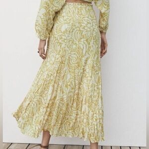 Zara XL Printed Wrinkled Midi Flowy Boho Skirt  NWT